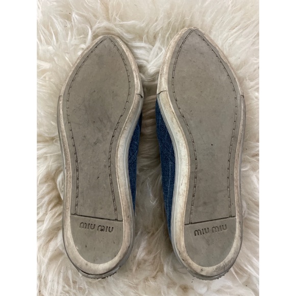 Miu Miu Denim Metal Toe Cap Sneakers - Picture 6 of 11